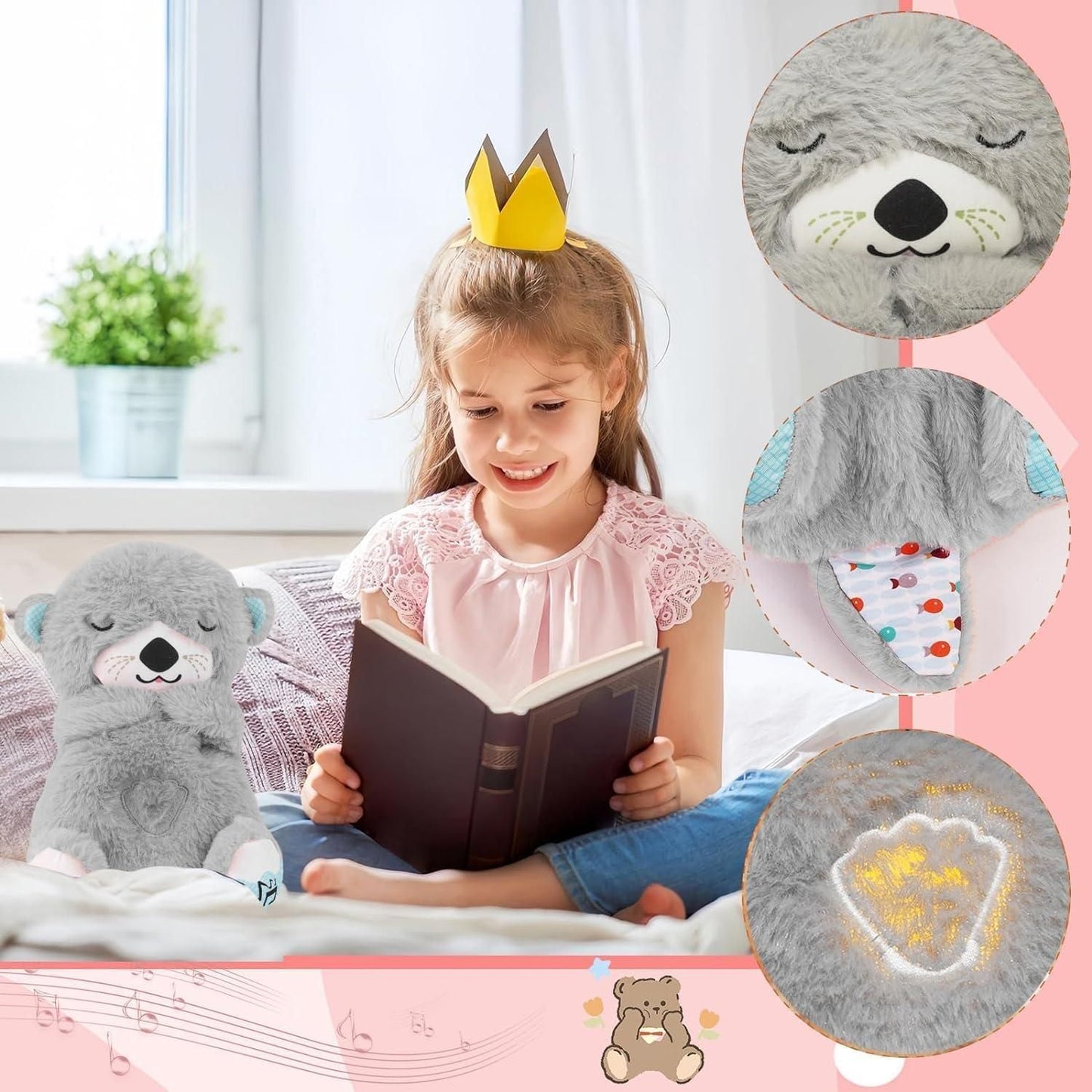 Reetrix Breathing Teddy Bear with Soothing Music, Comfort Plush