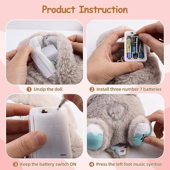Reetrix Breathing Teddy Bear with Soothing Music, Comfort Plush