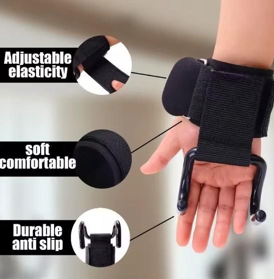 Reetrix Weight Lifting Rod Hooks Wrist Support (Pair of 1)