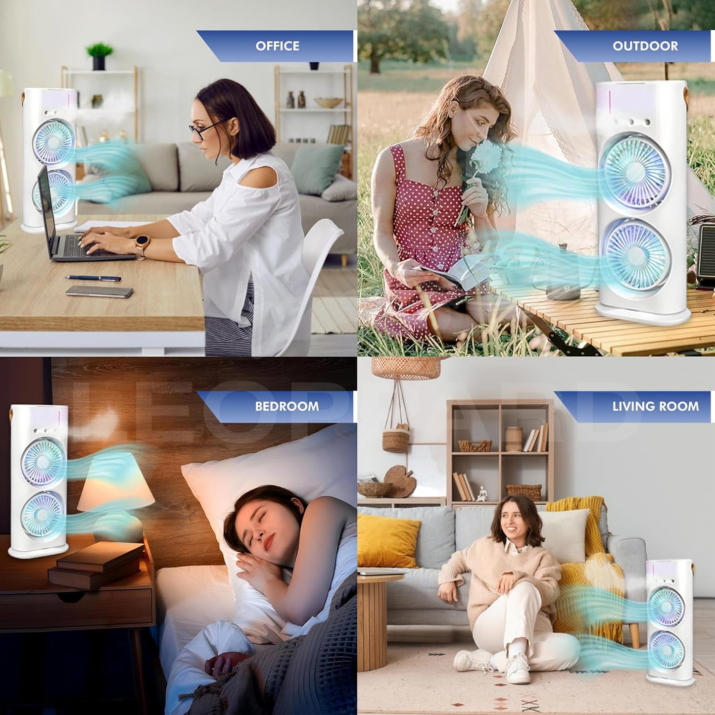 Reetrix Electric Fan Desktop Double-head Powerful Air Cooler (1 Pc With Remote)