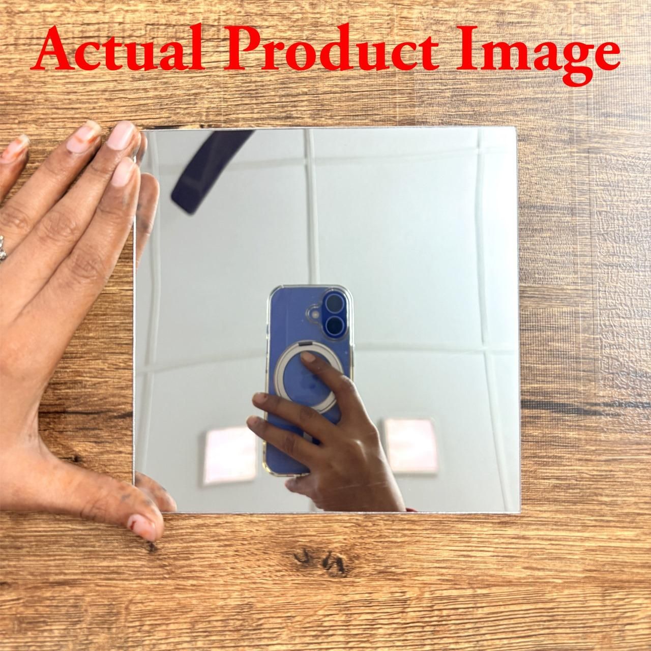 Reetrix 4 Big Square Silver 3D Acrylic Mirror Wall Sticker