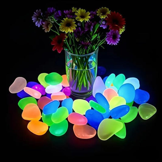 Reetrix 100pcs Artificial Mixed Color Glow Stones Fluorescent Rocks For Home Decor